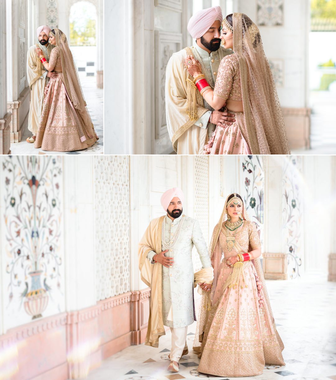 Wedding couple portraits at Guru Nanak Darbar Gurdwara