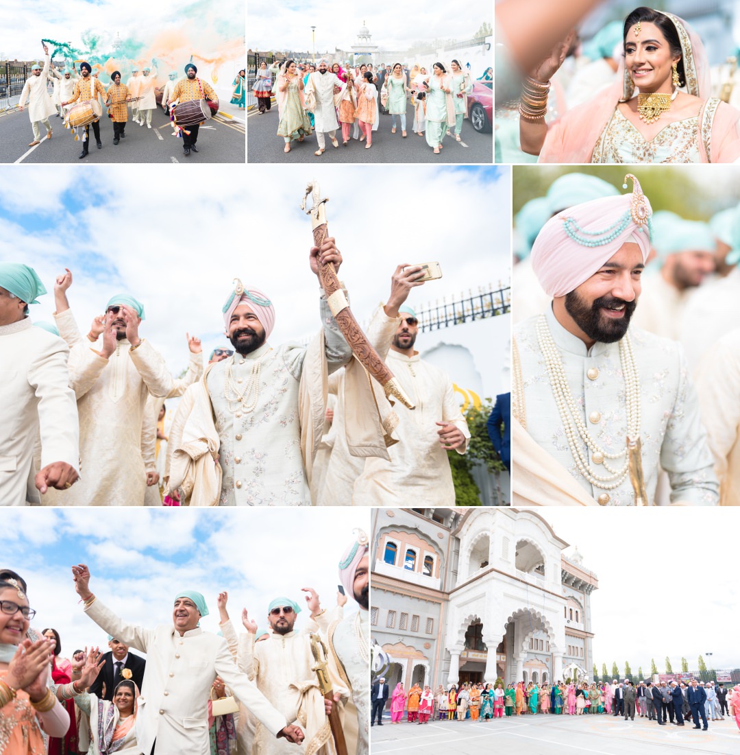 Baraat (groom's arrival) at Gravesend Gurdwara