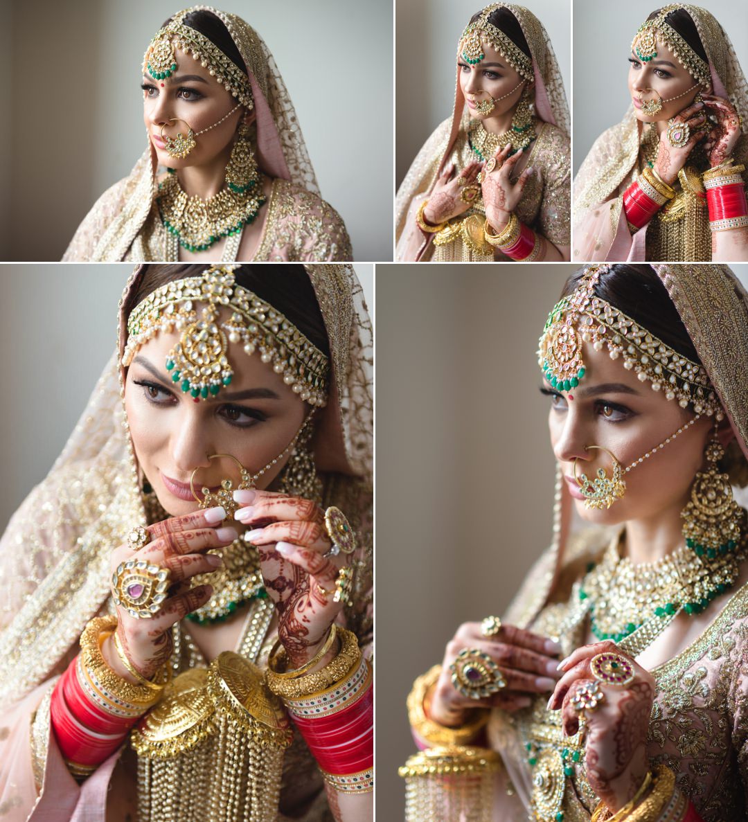 Beautiful Sikh bride at Gravesend Gurdwara, wearing Sabyasachi