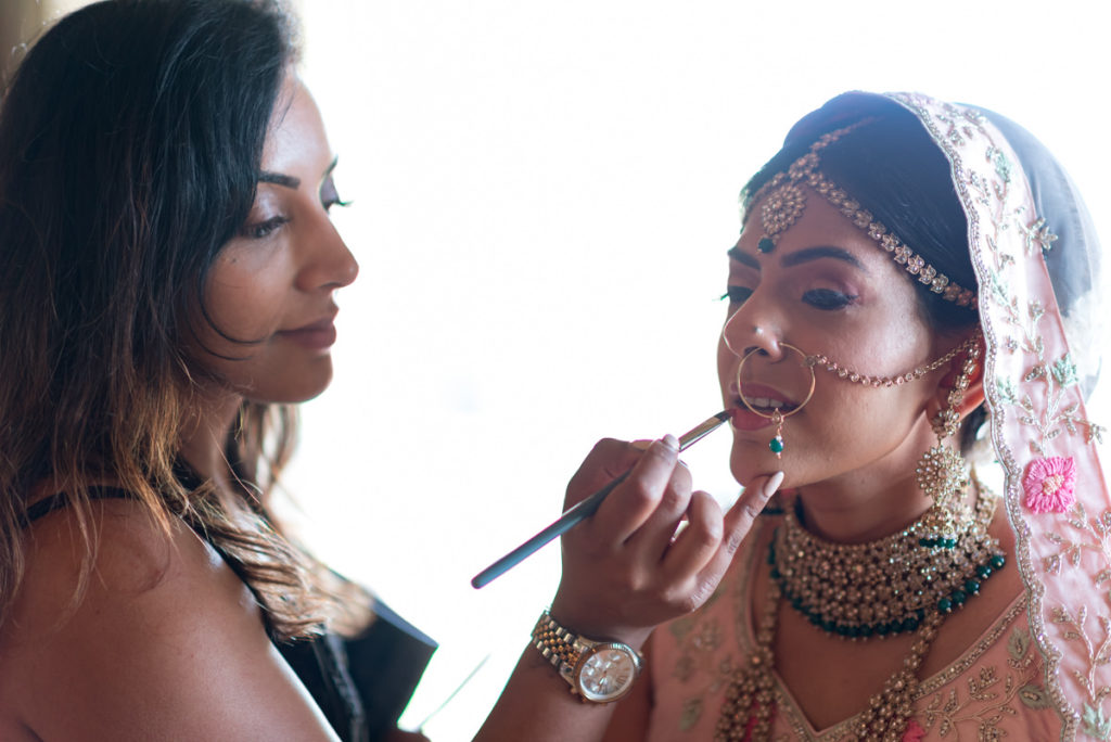 Suky MUA Gill in action on a bride