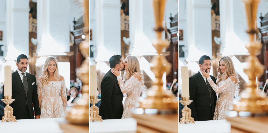 First kiss at Church of Our Lady of the Incarnation.