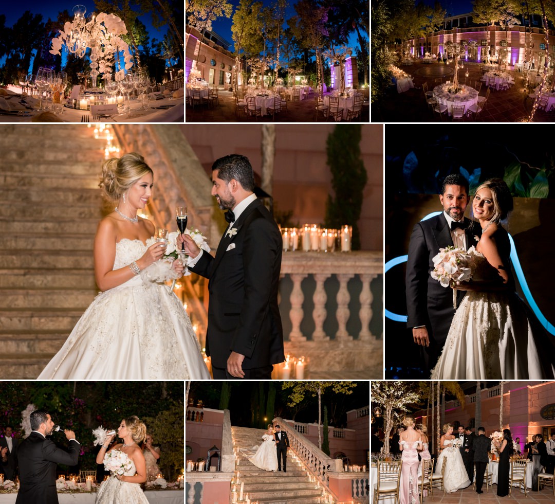 evening reception details at Villa Padierna, Marbella