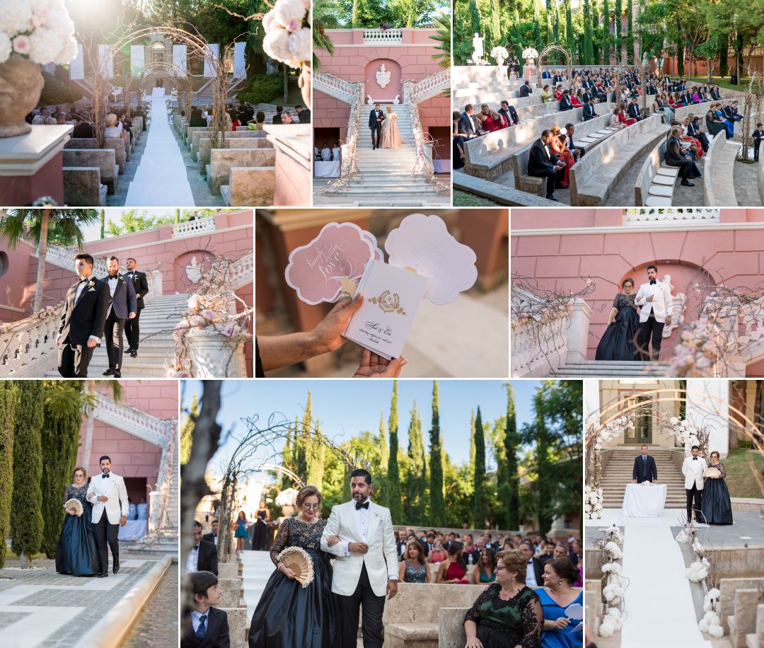 Anil entering his wedding at Villa Padierna 