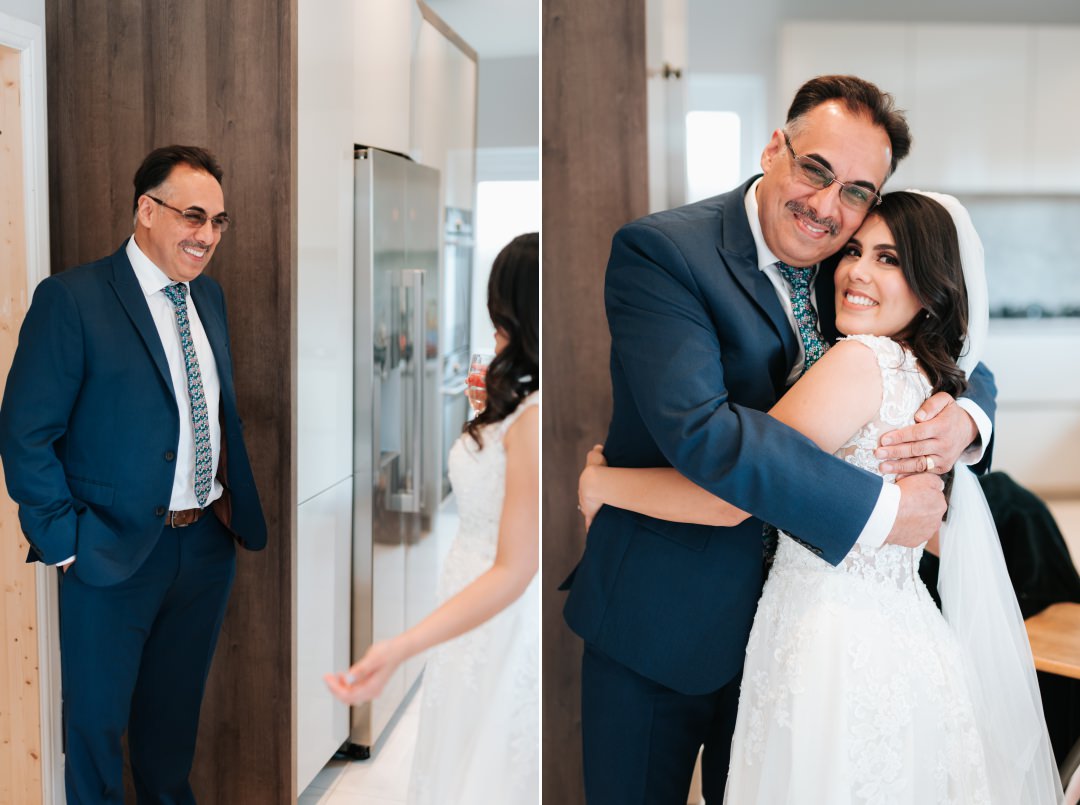 dad seeing daughter in wedding dress
