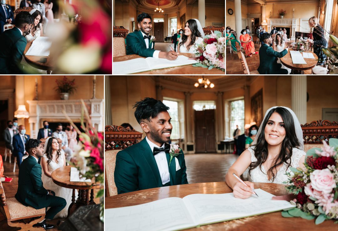 signing the register at Hampton Court House wedding 