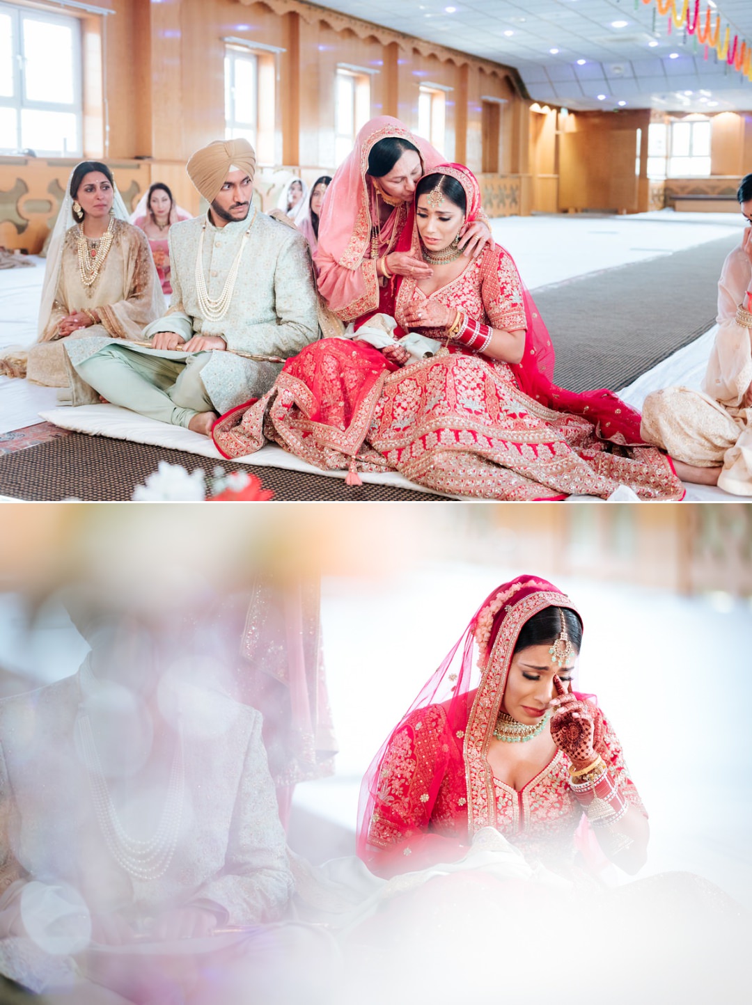 Emotional bride during ceremony 