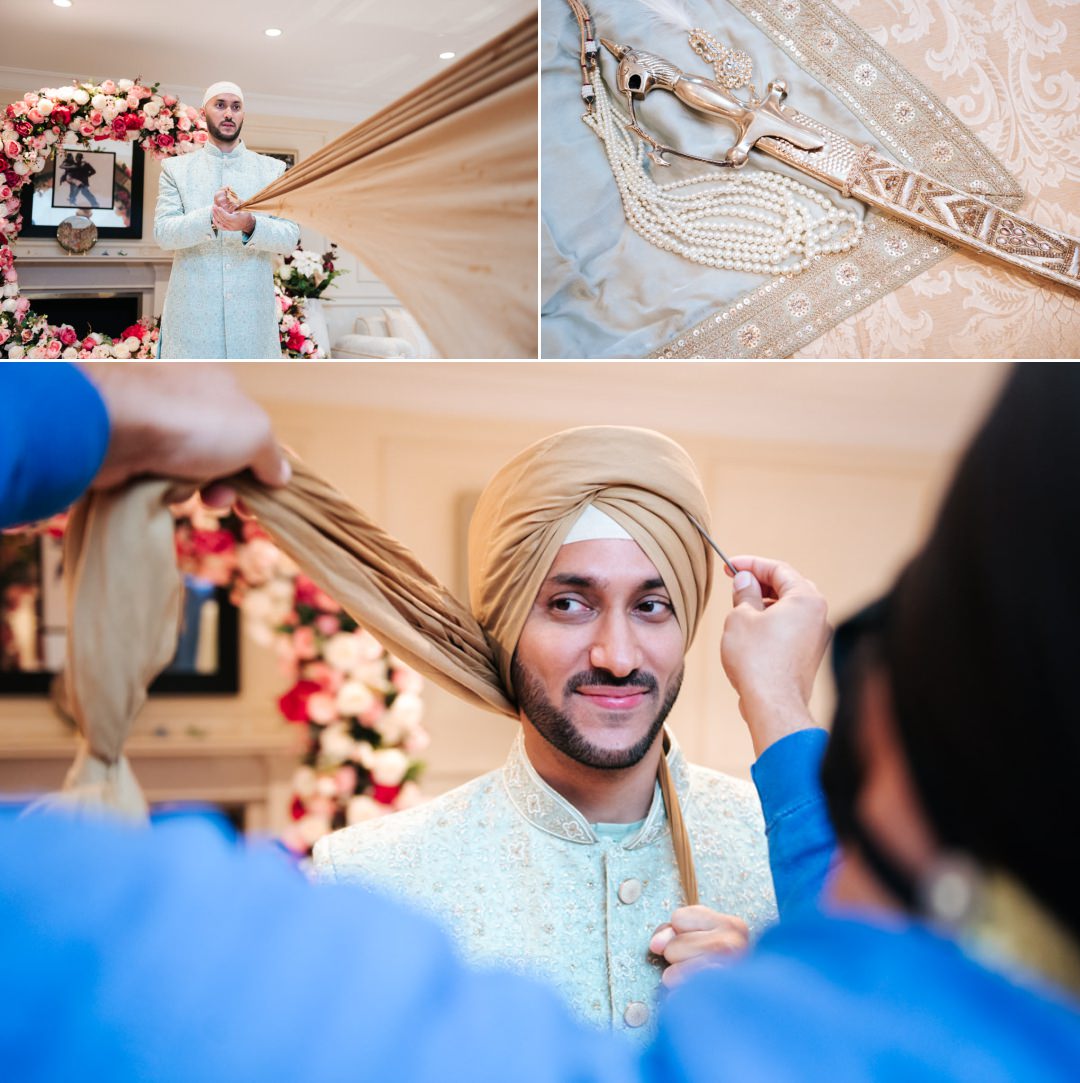 Sikh groom turban tying Pagh Vala