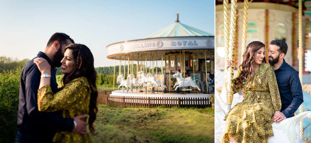 prewedding on the Carousel at Preston Court