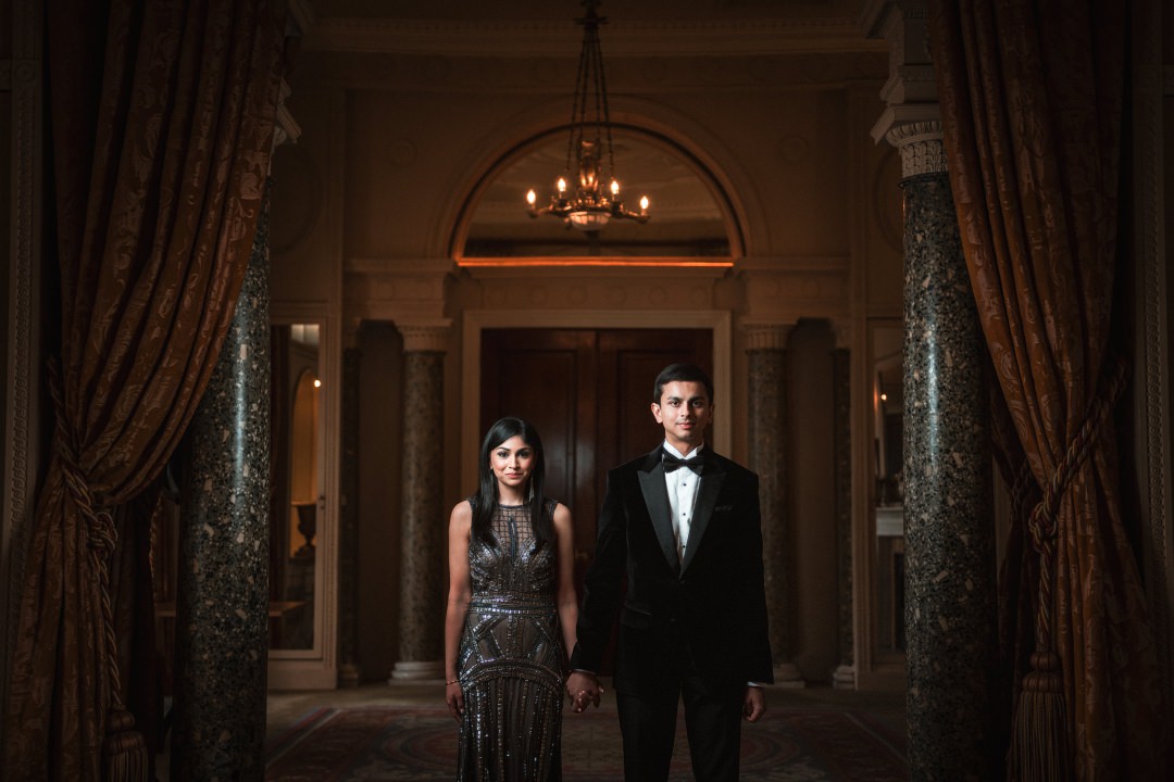 Asian couple formal prewedding photoshoot inside Stoke Park 