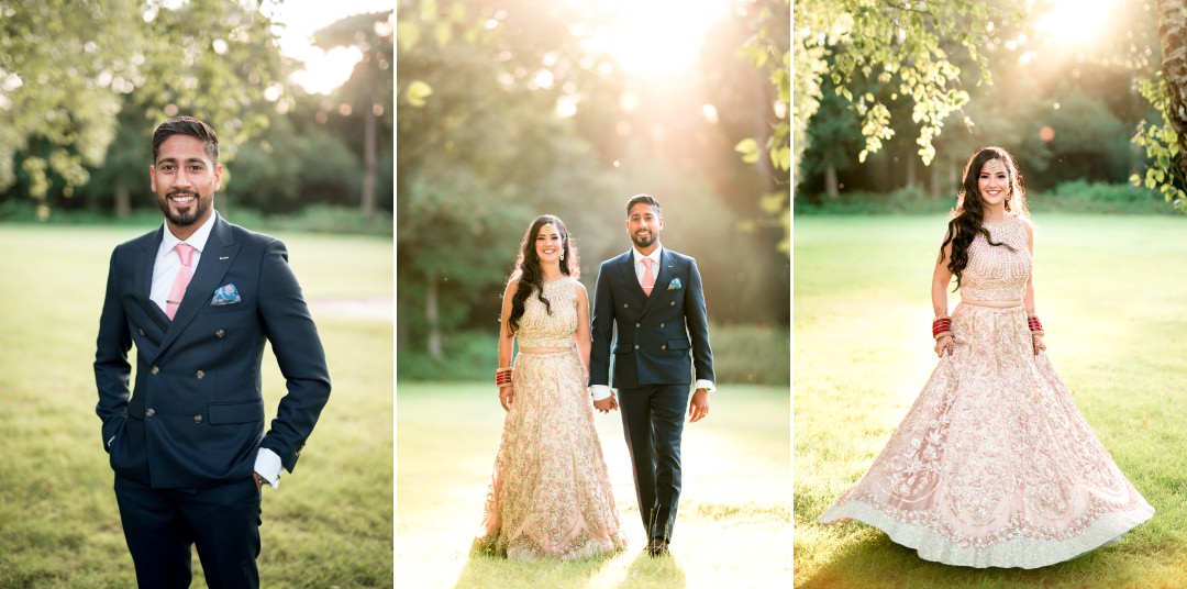 Asian couple portraits before reception 