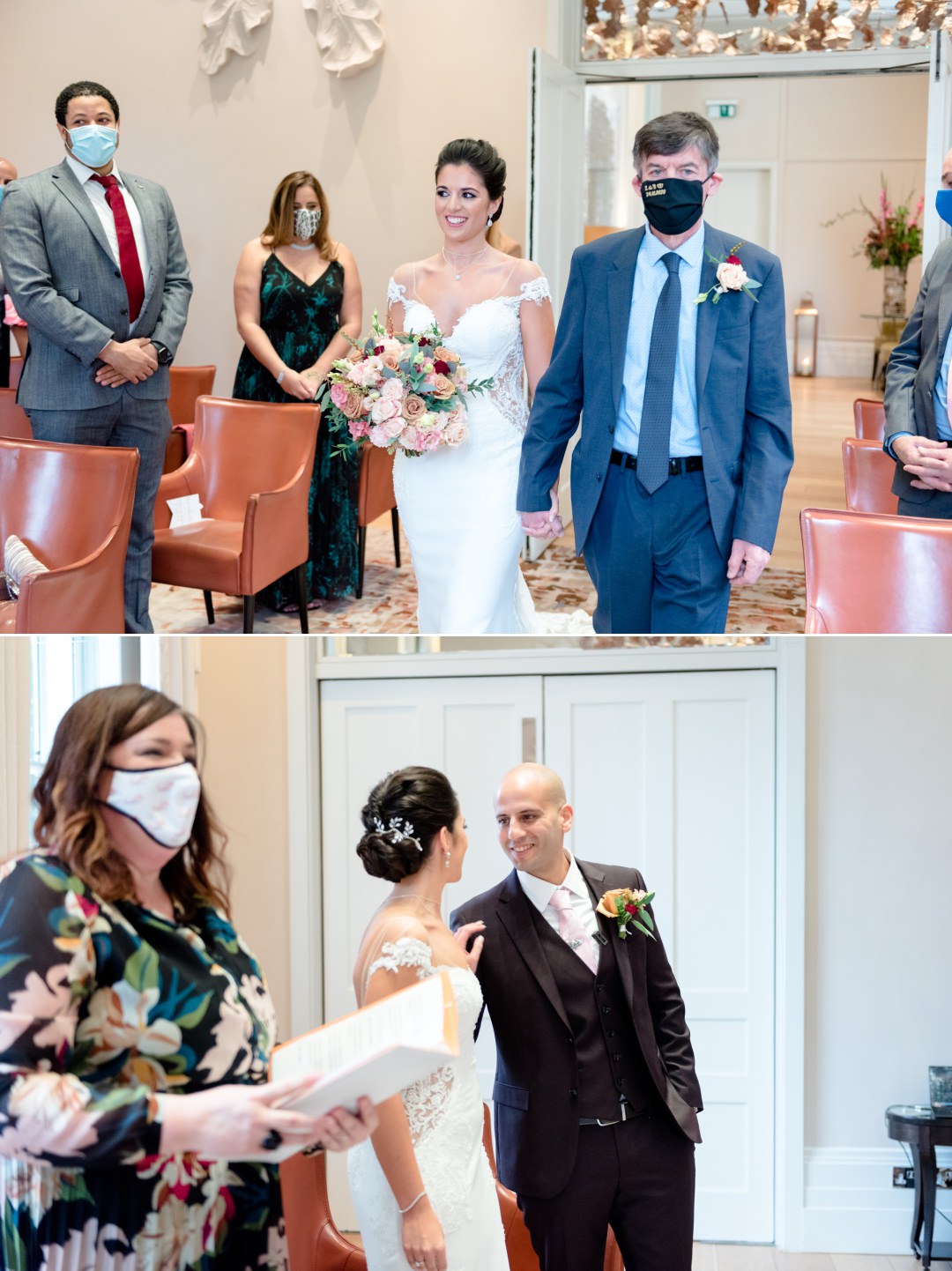 brides entrance to wedding at Coworth Park micro