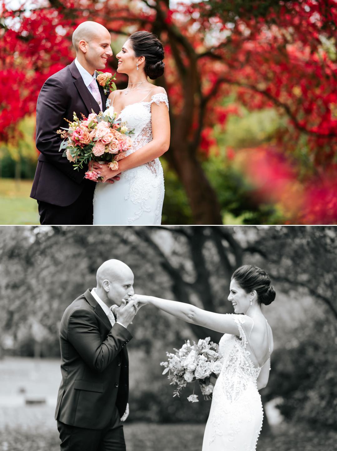 couple having fun after wedding ceremony