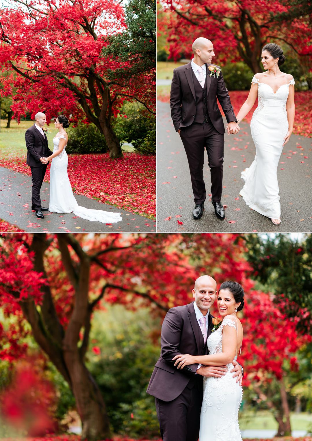 wedding couple with Autumnal colours