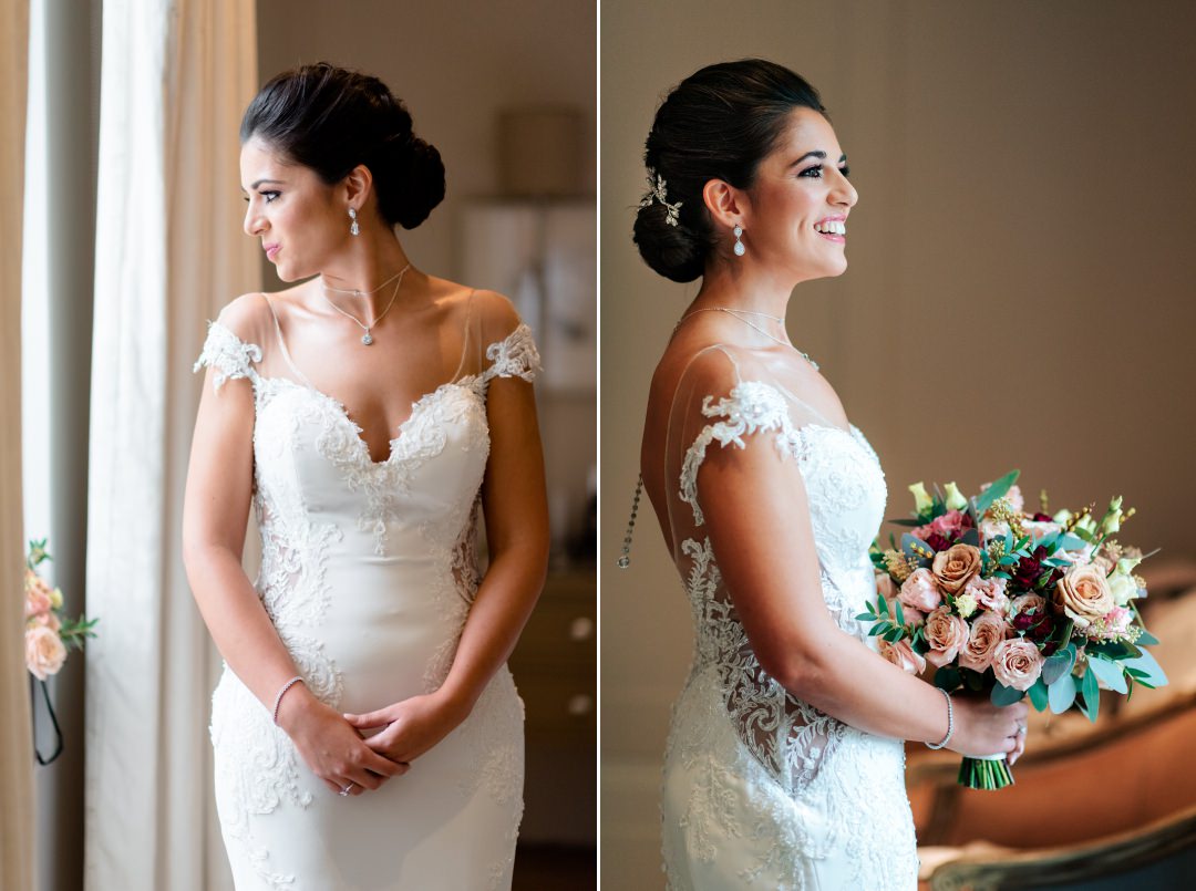 smiling bride at Coworth Park 