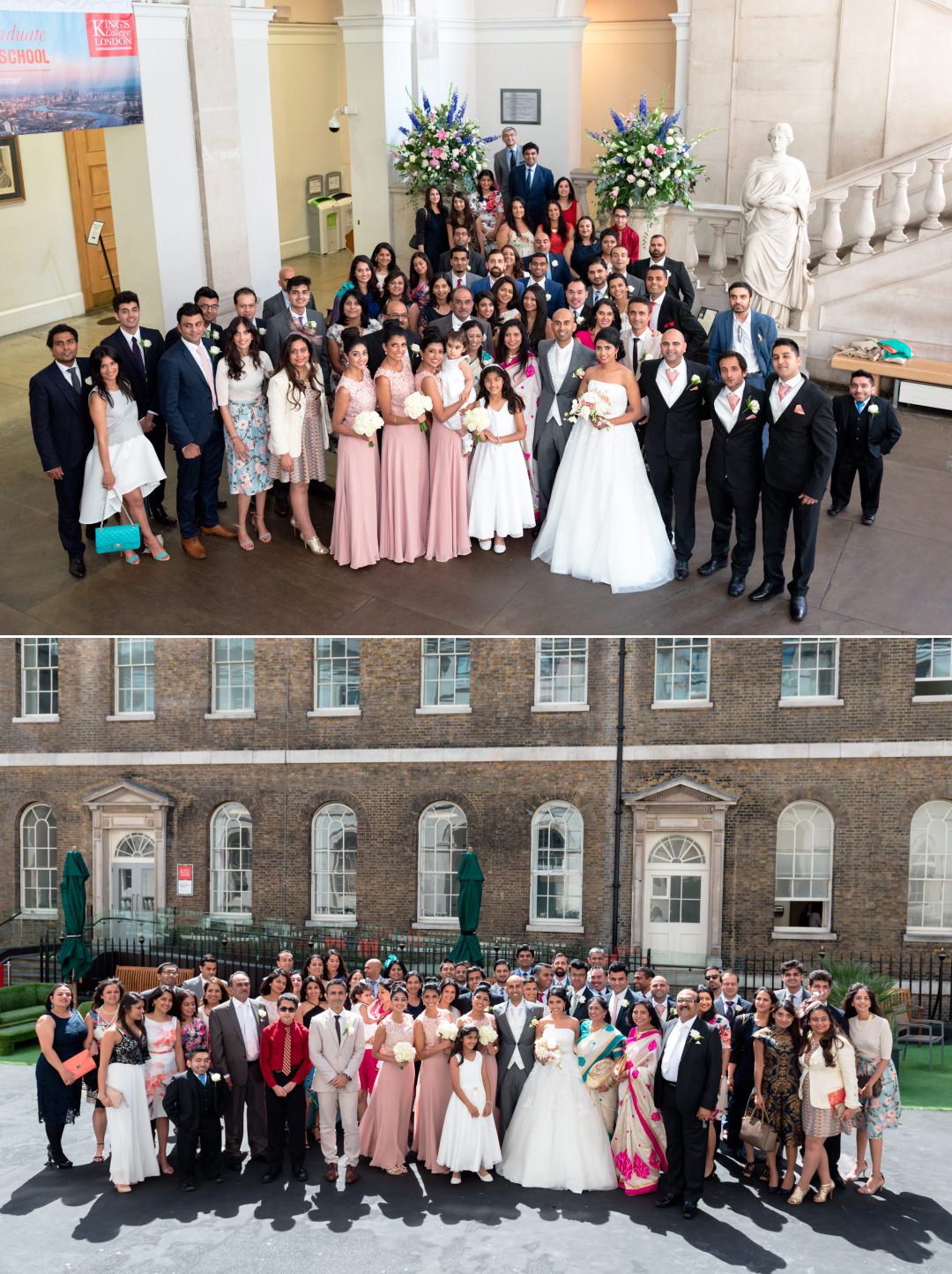 group photos at King's College London Wedding