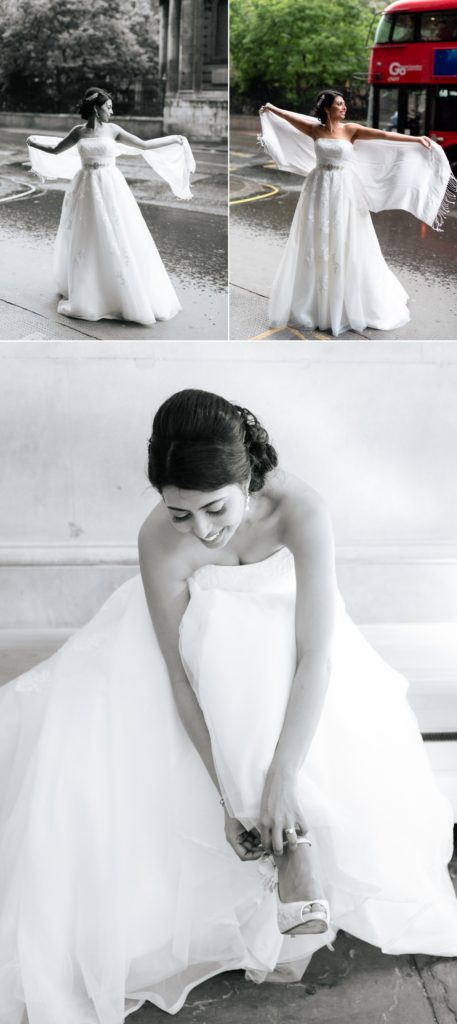 Bride outside her King's College London Wedding