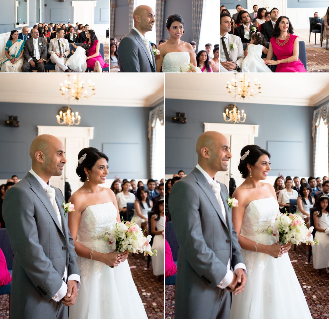 couple speech reactions at their King's College London Wedding