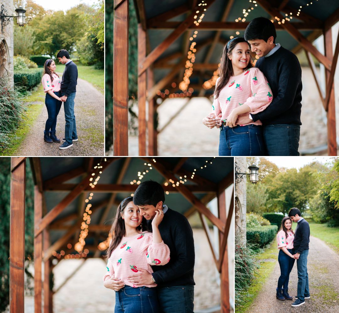 fun couple on engagement shoot