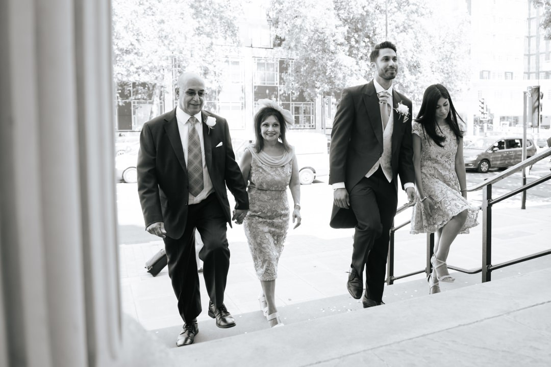 Groom arriving with family 