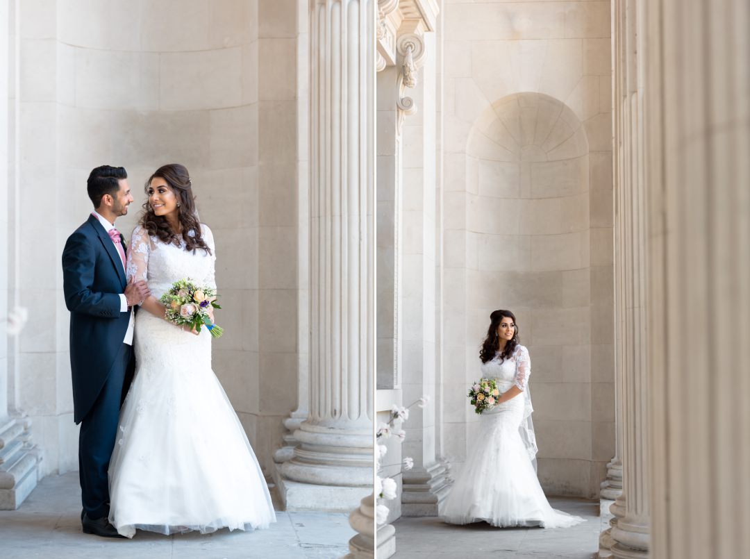 couple photos after Asian wedding at Old Marylebone Town Hall 