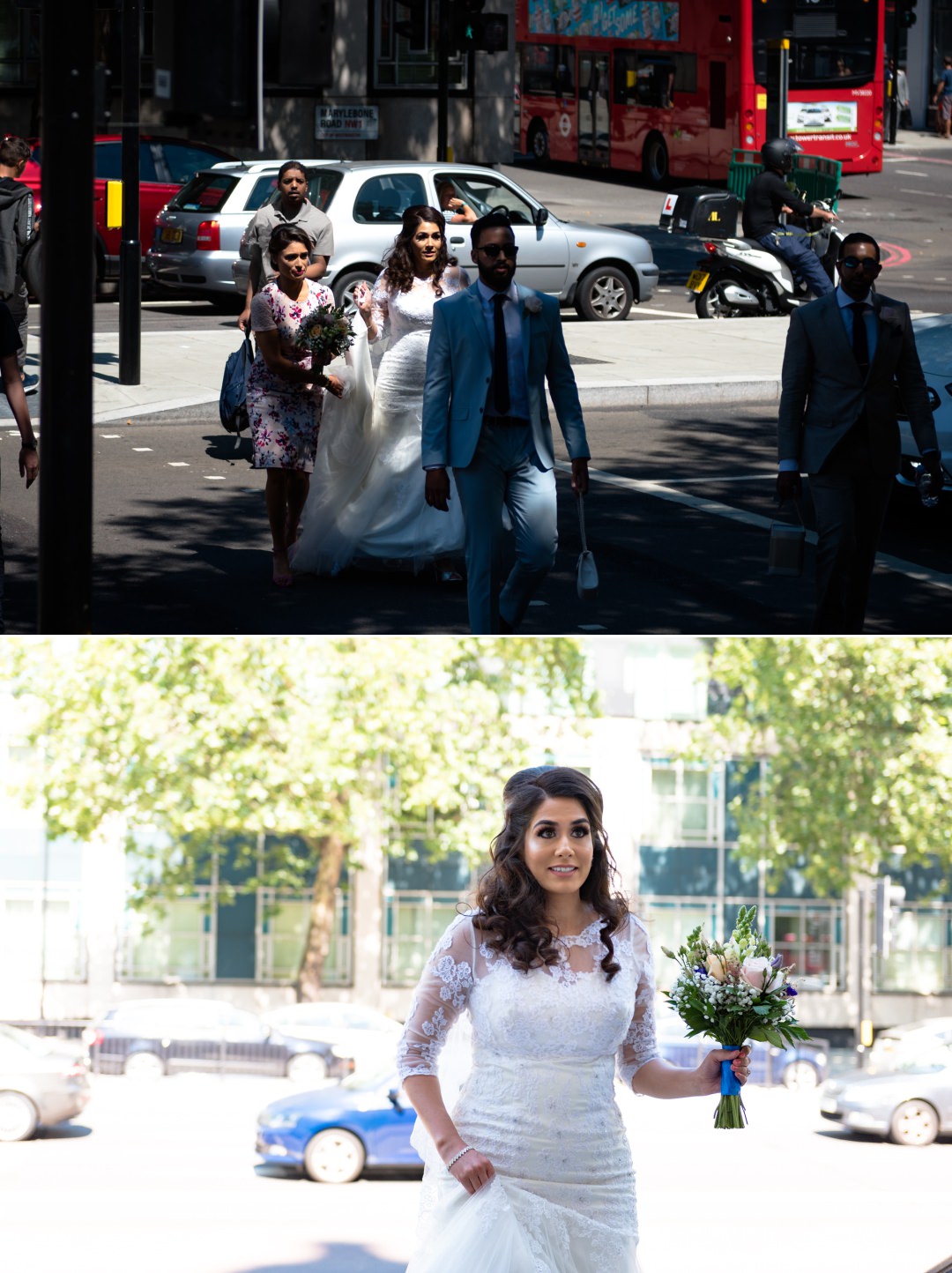 bride arriving with family