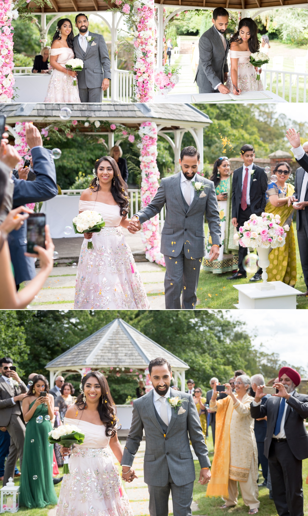 signing the register and confetti at Indian outdoor wedding 