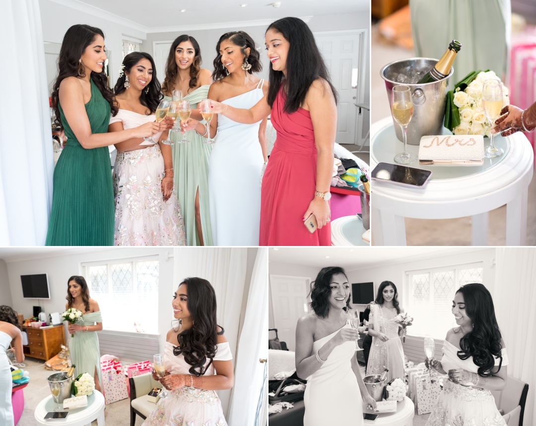 bridal fun at Rowhill Grange wedding 