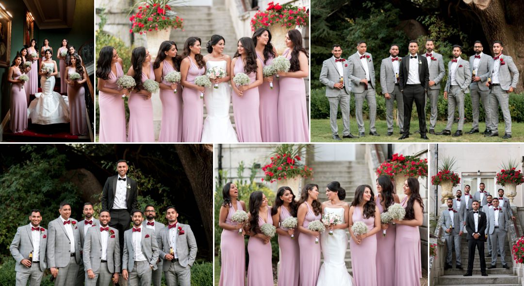 Bride and groom photos with bridal party 