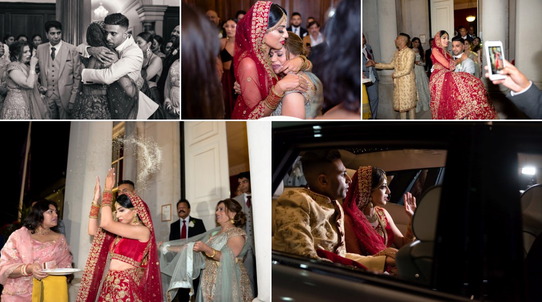 leaving ceremony at Addington Palace wedding reception 