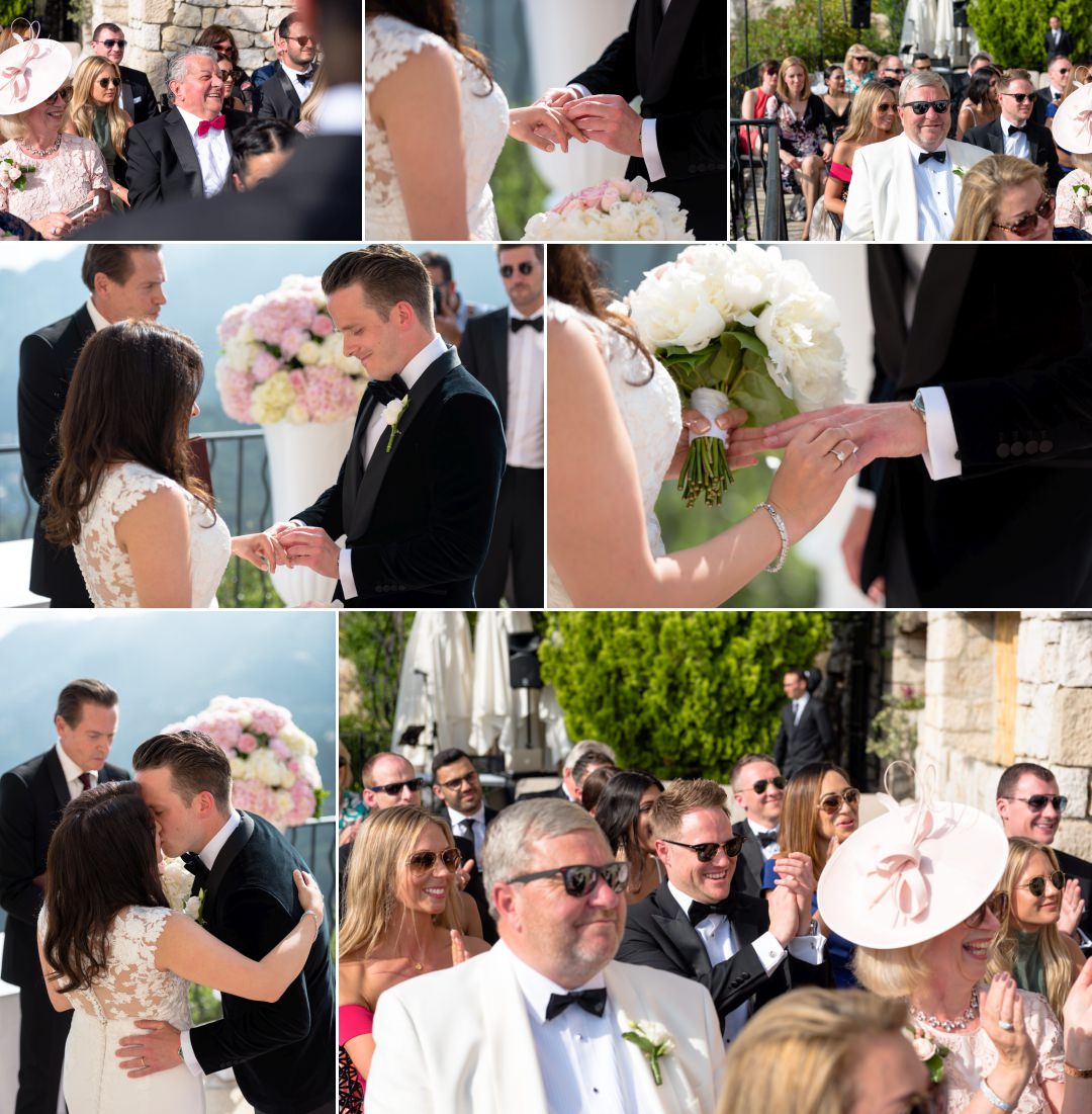 photography of ring exchange at Chateau Eza wedding 