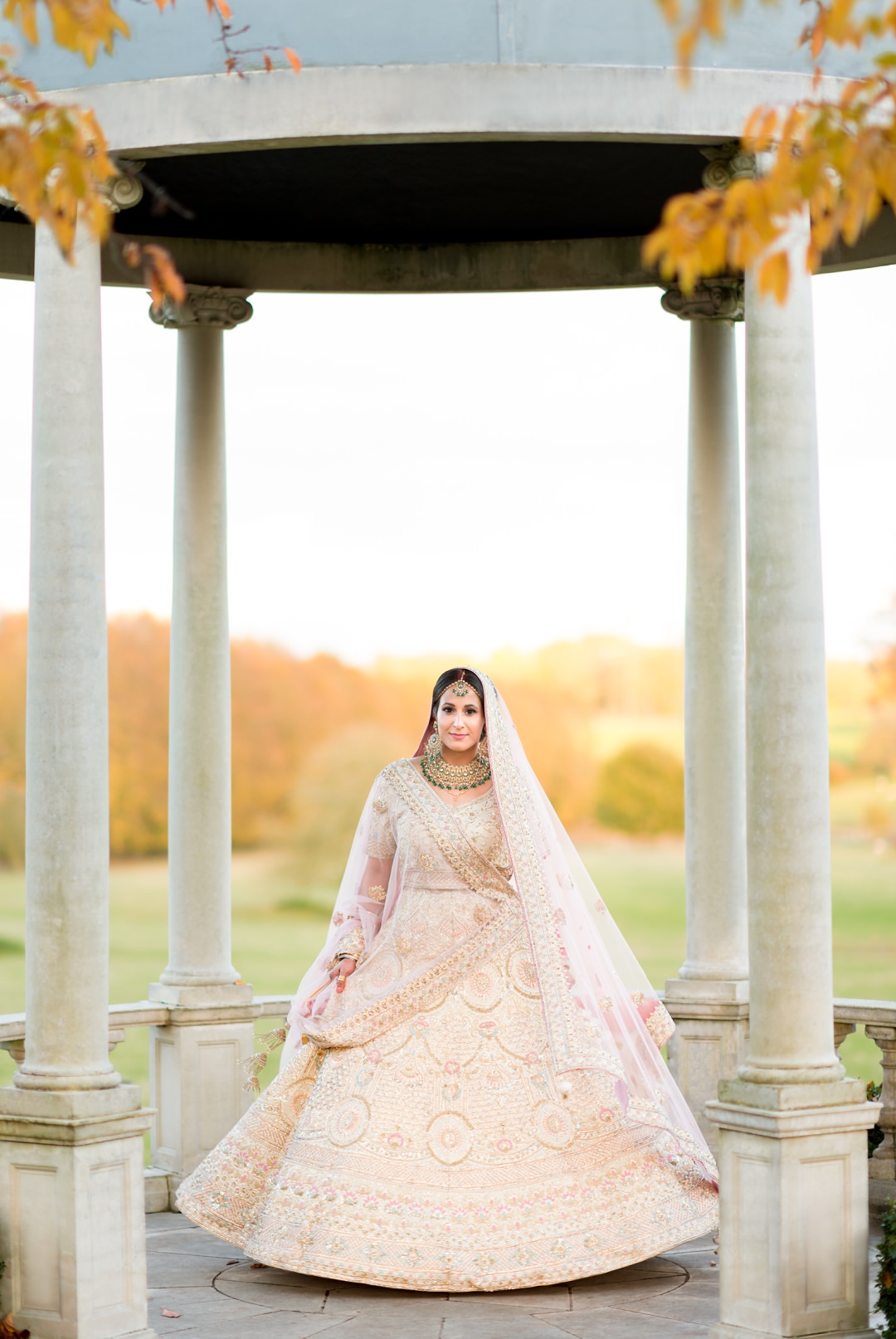 Bridal portraits at Froyle Park dome