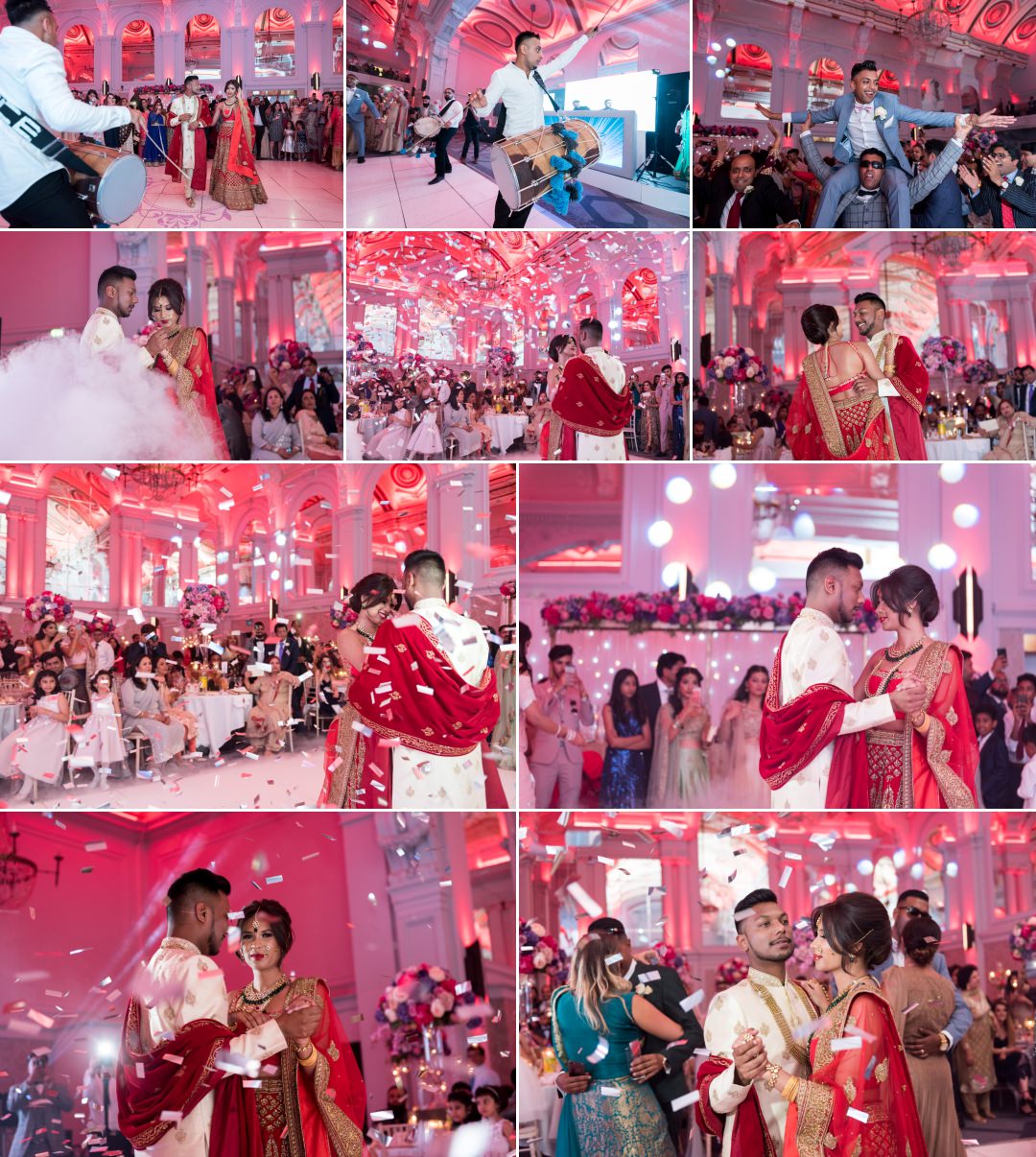 first dance Asian wedding confetti at Grand Connaught Asian Wedding