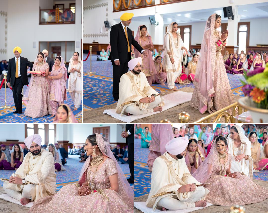 brides entrance to Anand Karaj in Guru Nanak Darbar Gurdwara 