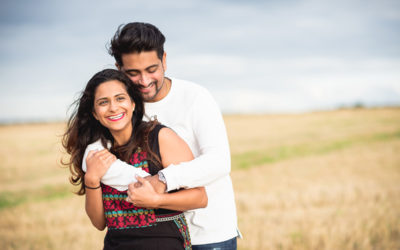 Fun Sunset Prewedding Shoot in a Wheat Field