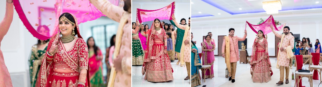 brides entrance to Shree Swaminarayan Temple wedding Woolwich