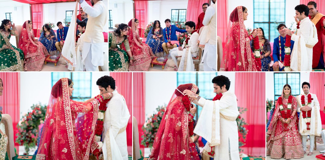 Hindu wedding ceremony garland exchange 