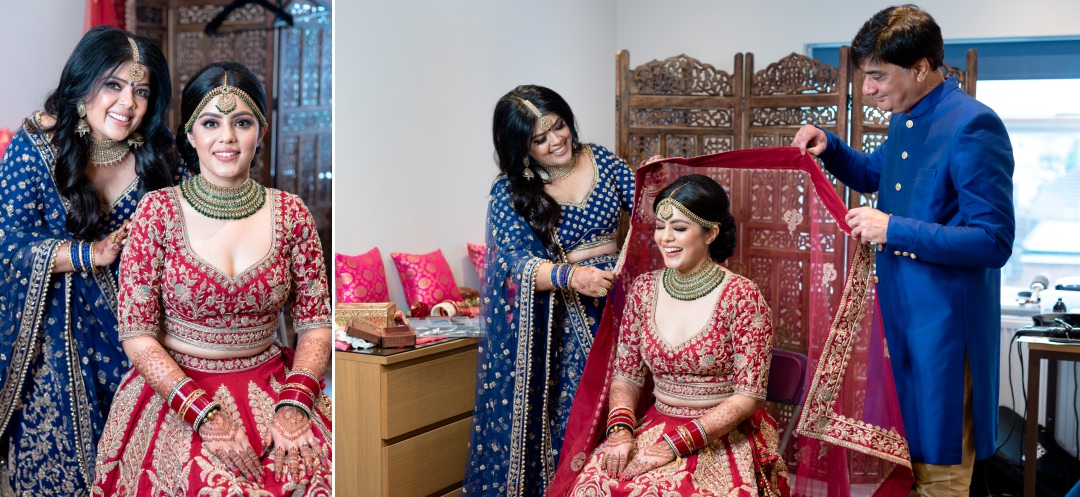 parents placing dupatta 