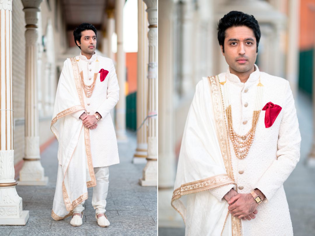 Hindu groom at Shree Swaminarayan Temple wedding Woolwich 