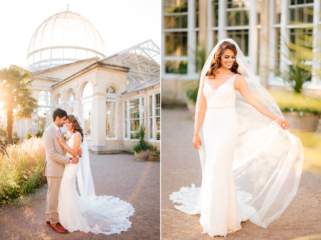 Golden hour wedding portraits at Syon Park