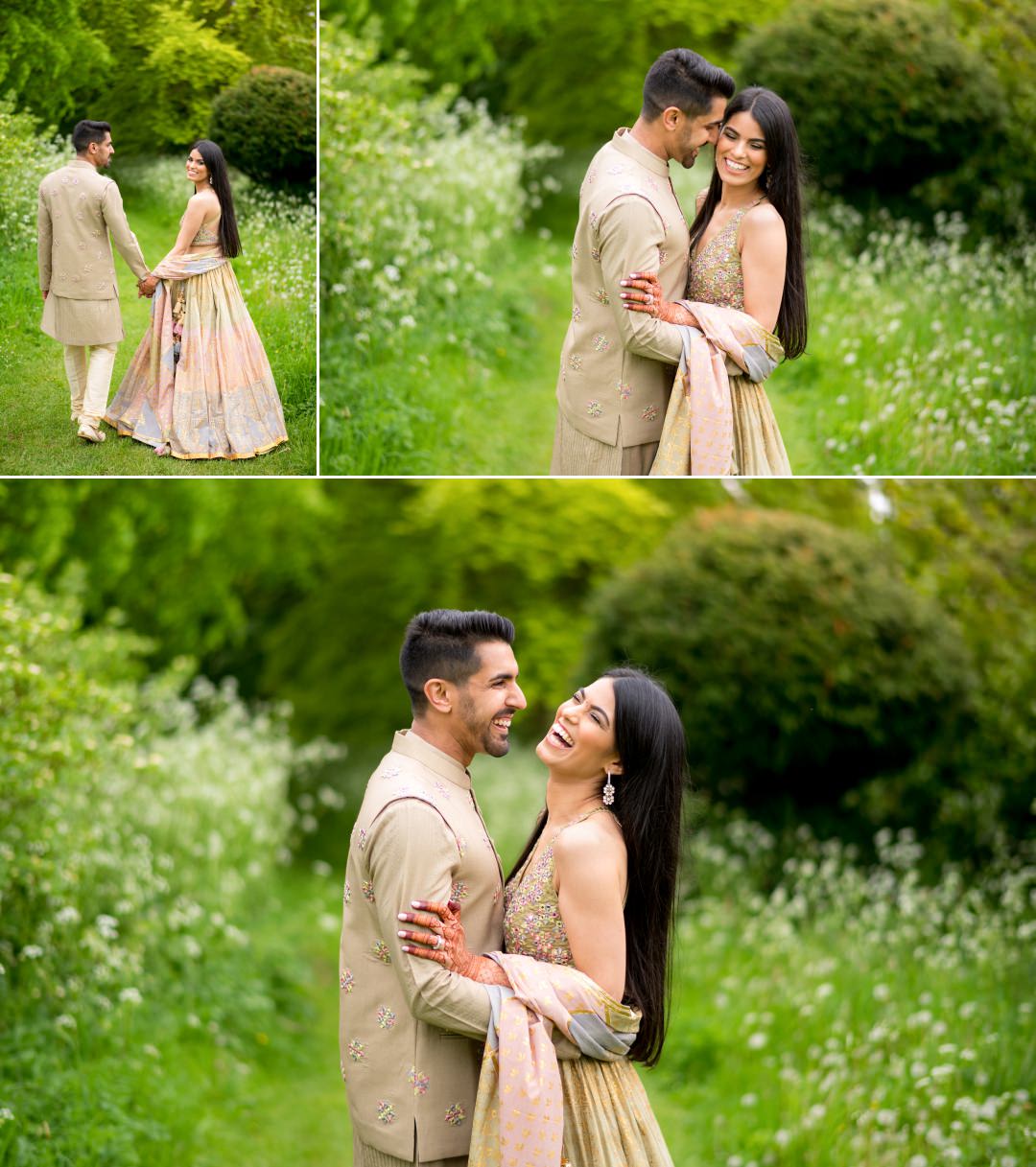 Laughing Indian couple on their prewedding shot