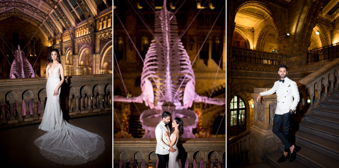 Couple portraits at Natural History Museum