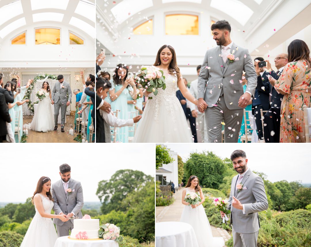 confetti and cake cutting