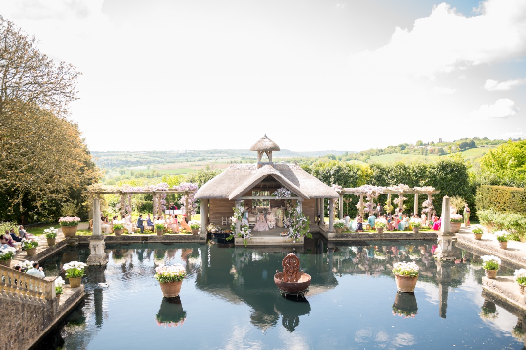 Wide view of Euridge Manor's boathouse