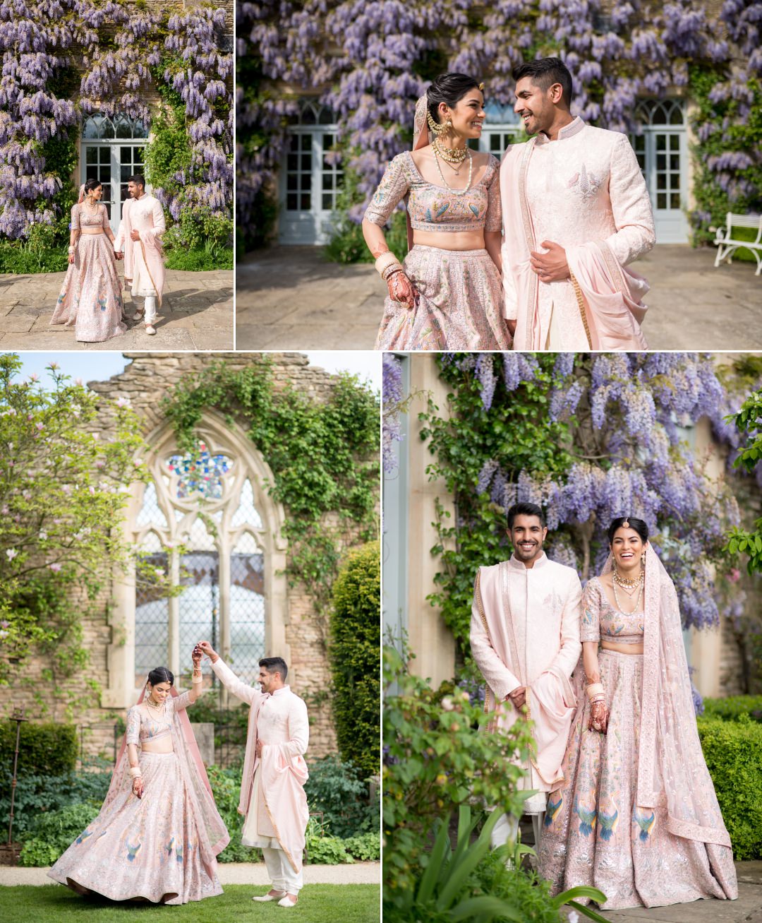 Couple portraits around Euridge Manor after Indian Wedding