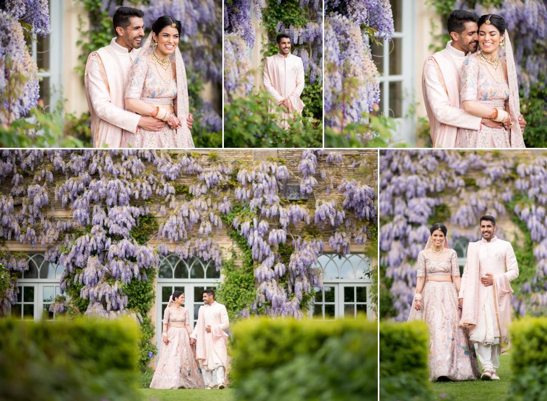 Couple portraits around Euridge Manor after Indian Wedding