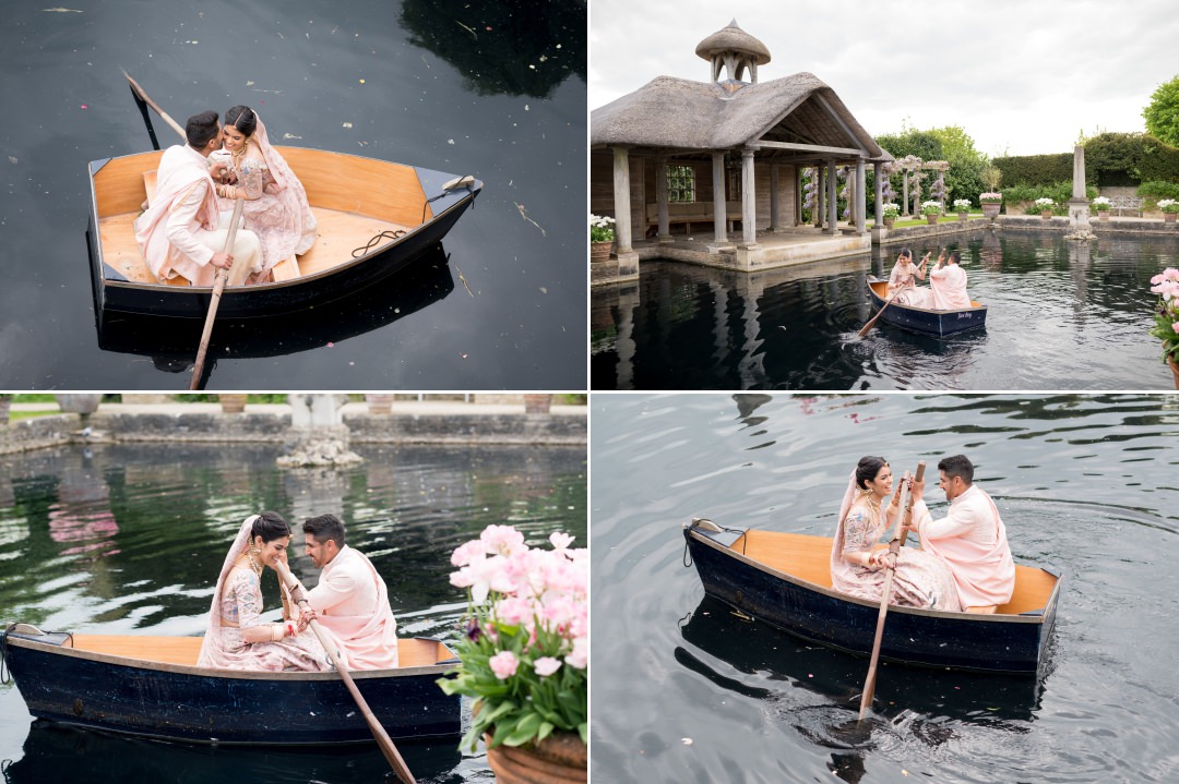 Couple portraits around Euridge Manor after Indian Wedding at the boat house
