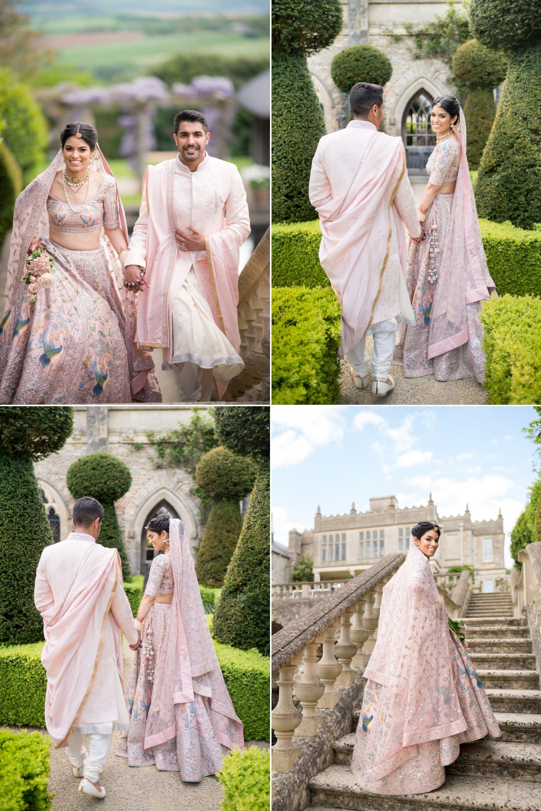Couple portraits around Euridge Manor after Indian Wedding