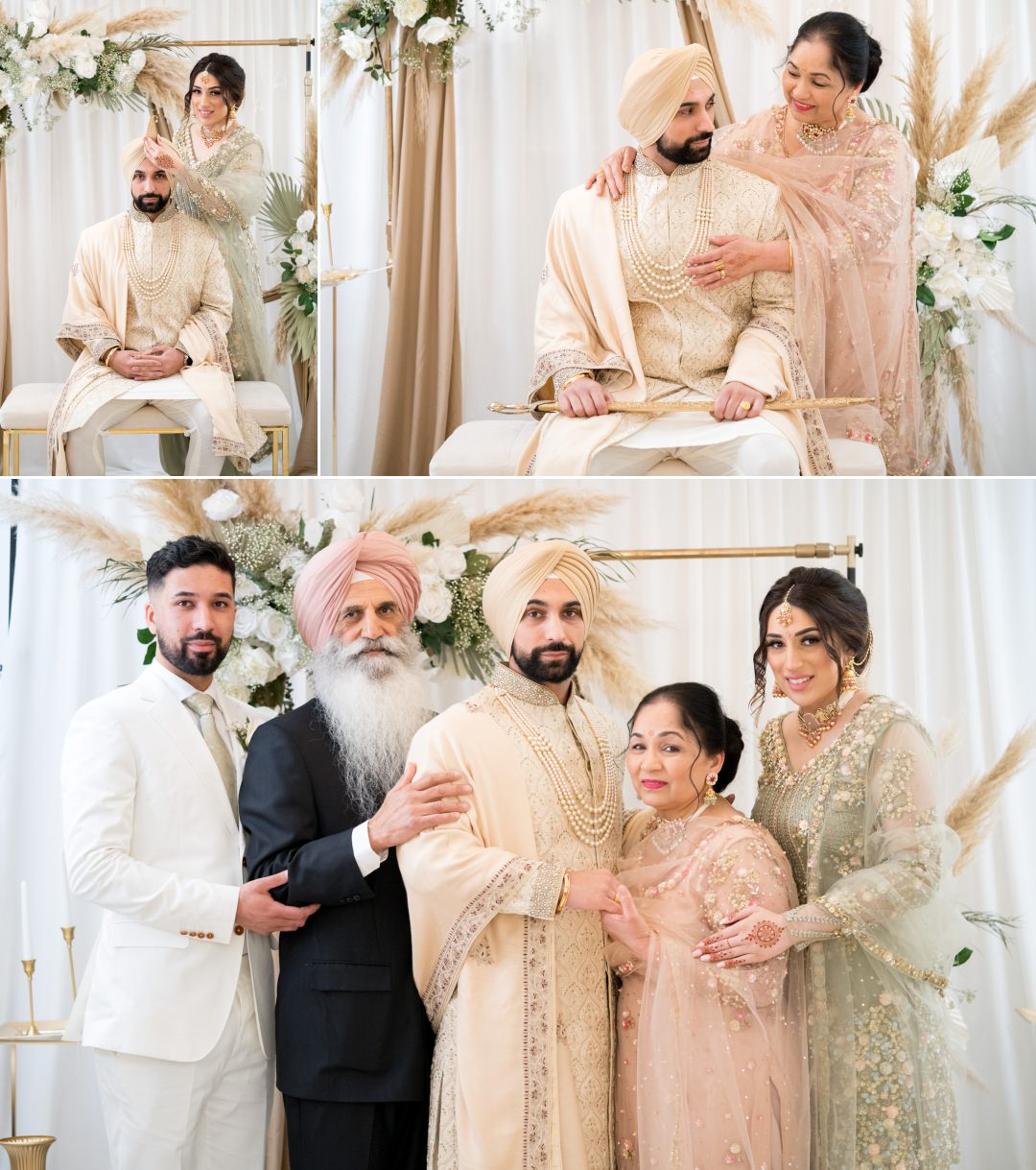 Sikh groom and his family portraits