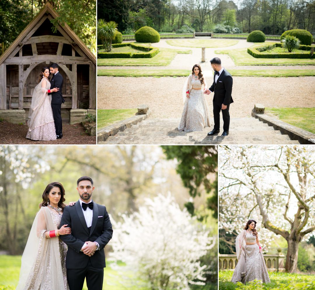 couple before their Wroxhall Abbey Wedding reception